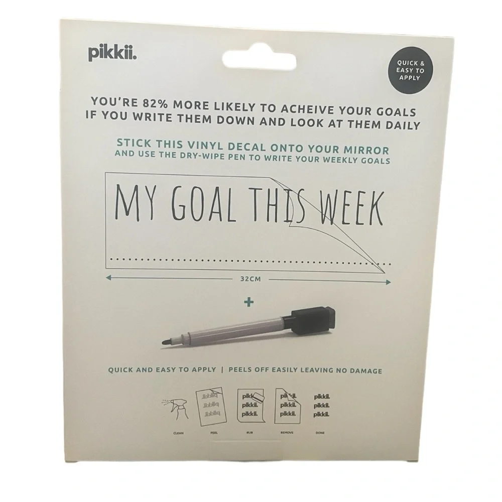 4/$20 NIB Pikkii My Goal Mirror Sticker and Pen
